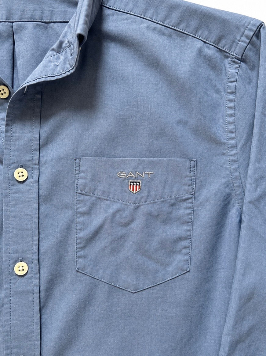 90s Gant Broad Cloth Button Down Shirt, Blue - 15/15.5""