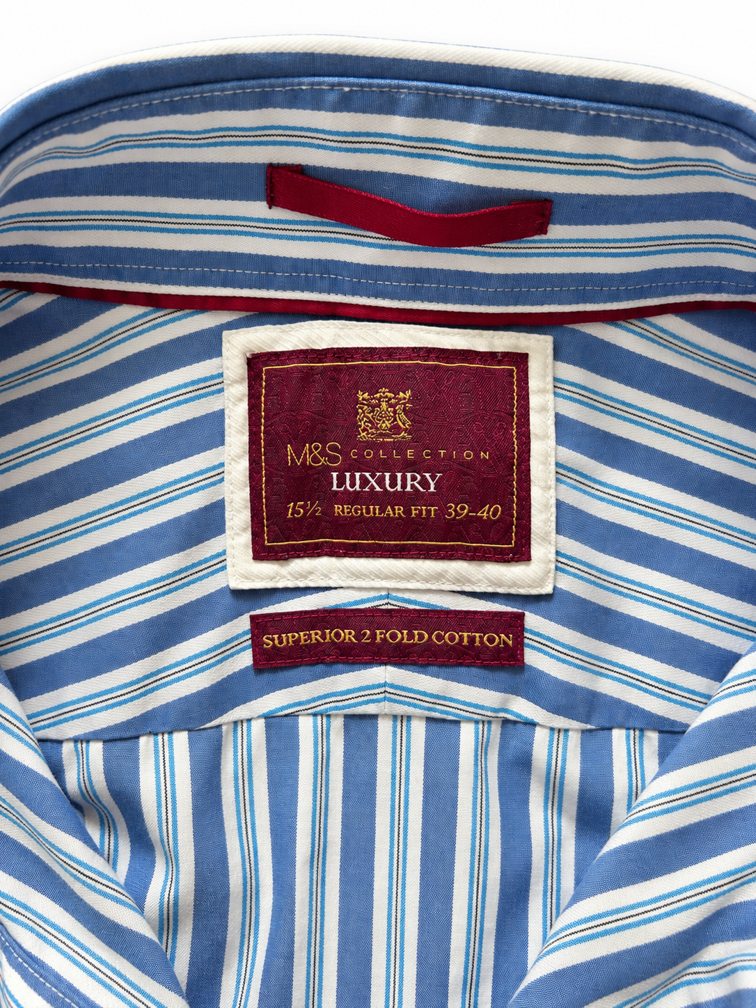 90's/00's M&S Blue Stripe Shirt - 15.5"