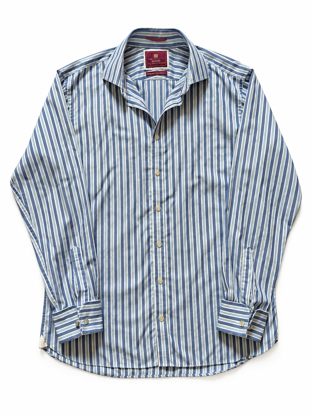 90's/00's M&S Blue Stripe Shirt - 15.5"