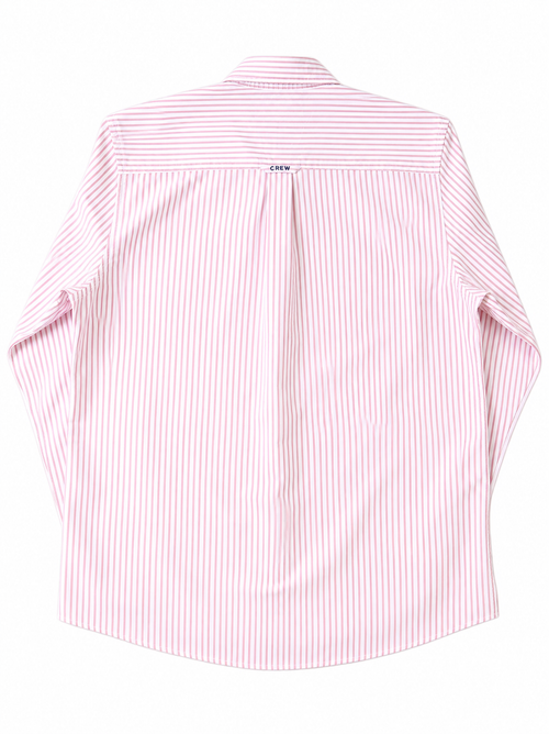 00's Crew Clothing Company Pink Ticking Stripe Pin Point Cotton Shirt - Large