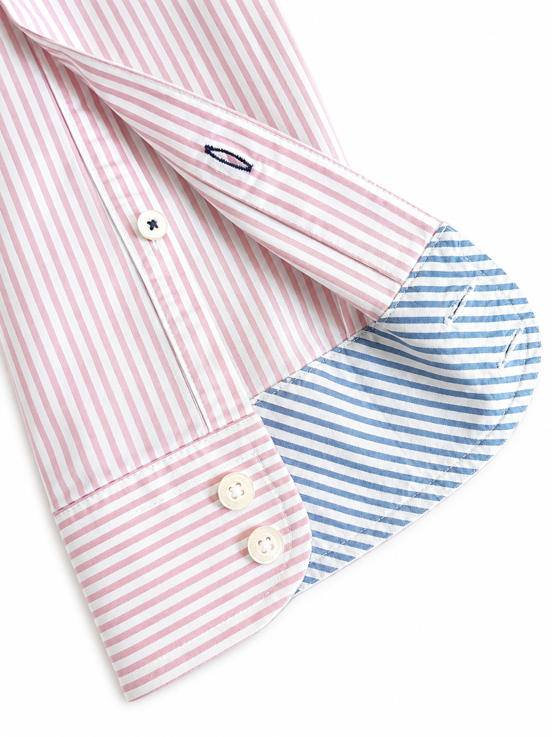 00's Crew Clothing Company Pink Ticking Stripe Pin Point Cotton Shirt - Large