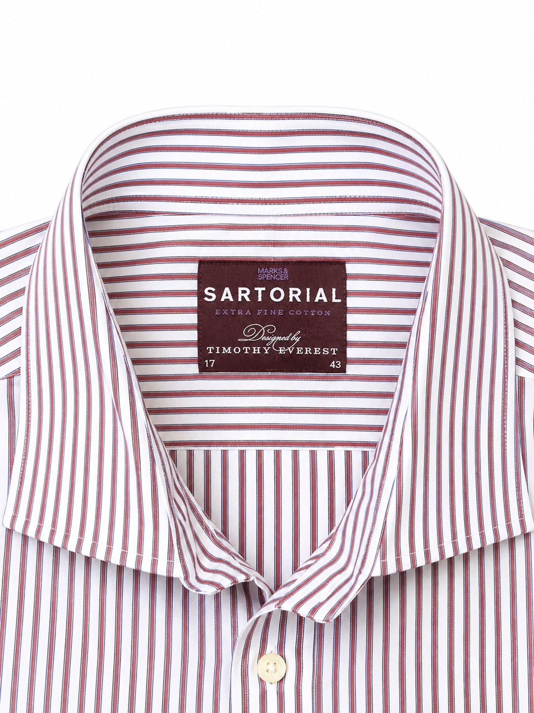 00's Timothy Everest M&S Classic Cut Burgundy Stripe Shirt - 17"