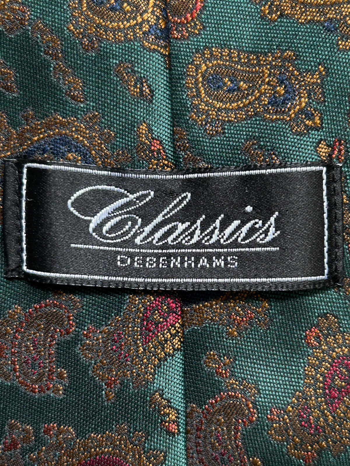 90's Debenhams Green Paisley Tie
