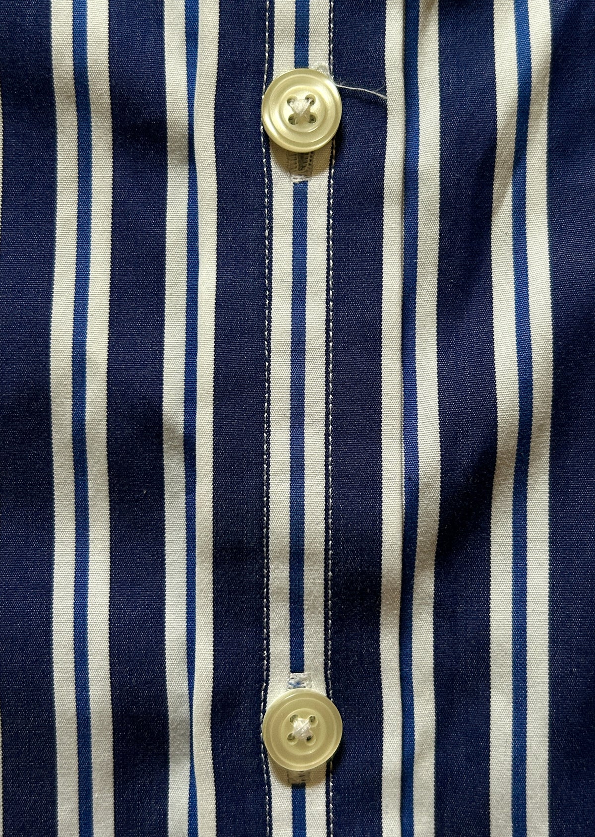 00's M&S Navy Striped Shirt - 16"